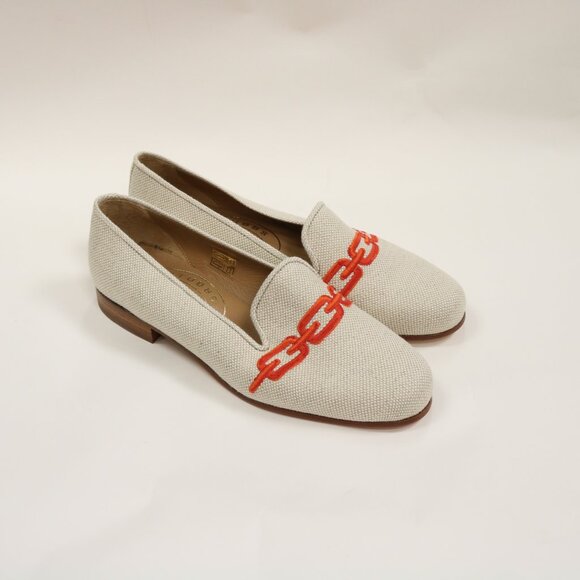 Stubbs & Wootton women's size 7 flax and orange loafers - Picture 4 of 14